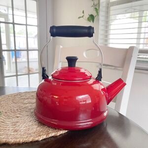 Le Creuset Classic Whistling Tea Kettle 1.7 Qt Cerise Red Enamel on Steel